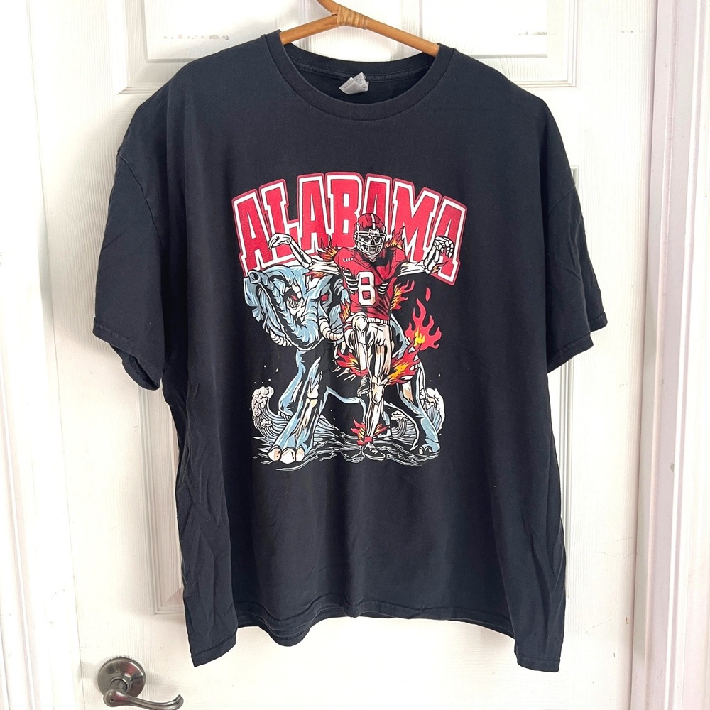 Alabama Crimson Tide T-Shirt 2XL Mens Skeleton Elephant Graphic Black NCAA